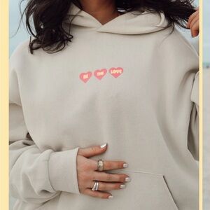 Alora Collective Beige Hoodie with Heart Design 💌